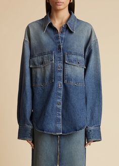 The Mahmet Top in Stinson– KHAITE Madewell Fall, Cold Fits, Right To Privacy, High Low Hem, Embossed Leather, Denim Button Up, High & Low, High Low, Length Sleeve