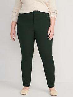 Online exclusive! The Pixie pants you love, now in a more fabulous fit & fabric ✨ Contoured waistband, with double hook-and-bar closure, built-in belt loops and interior stay button.  Zip fly.  Diagonal on-seam hip pockets; decorative welt faux-poc Fitted Green Bottoms With Zip Fly, Mid-rise Green Pants With Belt Loops, Green Mid-rise Pants With Belt Loops, High Waist Green Bottoms With Zipper Closure, Plus Jeans, Pixie Pants, Navy Pants, Navy And Green, Petite Size