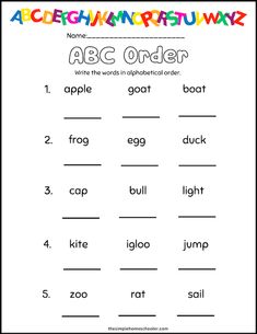 an abc order worksheet for children