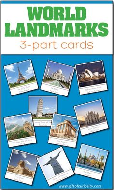 the world landmarks 3 - part cards