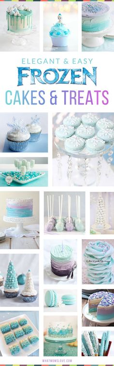 there are many different cakes and treats on this page with the title frozen cakes and treats