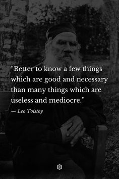 an old man sitting on a bench with his arms crossed in front of him and the words, better to know a few things which are good and necessary