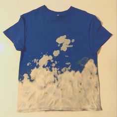 For Sale Is One New, Youth Size Large, Cloud Effect Reverse Bleach Dye Tee-Shirt With Grommet Detail On Front. This A Unique, One Of A Kind Tee. Fabric Is Medium Weight Cotton With Some Stretch. Unique Bleached Shirts, Color Block Tshirt, Cloud Effect, Bleach Shirt, Dope Clothes, Cloud Fabric, Shirt Diy, Fun Shirt