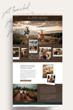 Website for family photographers Presentation Aesthetic, Boho Website Design, Illustration Presentation, Mood Board Collage, Boho Website, Pastel Graphic, Family Website, Photography Portfolio Website, Elegant Photography