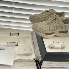 Gucci Sneakers Size 7.5 Used Only A Few Times Comes With Original Dust Bags, New Extra Shoe Laces, And Box. Gucci Sneakers, Gucci Logo, Gucci Shoes, Leather Sneakers, Womens Shoes Sneakers, Shoe Laces, Dust Bag, Shoes Sneakers, Size 7