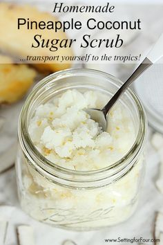 Coconut Sugar Scrub Recipe, Homemade Pina Colada, Coconut Sugar Scrub, Săpunuri Handmade, Scrub Corpo, Dry Flaky Skin, Homemade Scrub, Sugar Scrub Recipe