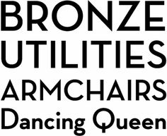 some type of font that says bronze utilities and armchails dancing queen on it