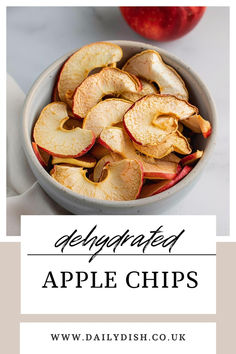 apple chips in a bowl with the title text overlay