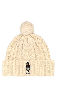 Ivory Wool Blend Beanie from Polo Ralph Lauren Ysl Sandals, Kurt Geiger Heels, Designer Ralph Lauren, Rick Owens Jacket, Versace Belt, Jimmy Choo Bag, Chunky Cable Knit, Butter Yellow, Italian Outfits