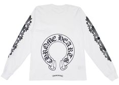 Chrome Hearts Floral Horseshoe L/S T-shirt White Chrome Hearts Shirt, Heart Clothes, Basketball Clothes, Hot Sneakers, Chrome Hearts, White Long Sleeve, White Tops, White Shirt, Long Sleeve T Shirt