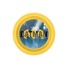 a yellow frisbee with the word batman printed on it