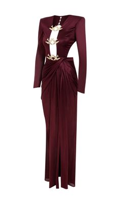 Elevate your evening look with the Satin Hollow Out Long Sleeve Maxi Dress in Red. This dress is made from luxurious satin fabric that drapes beautifully, while the bold red color adds a touch of drama and sophistication. The Satin Hollow Out Long Sleeve Maxi Dress features a form-fitting silhouette with a plunging neckline and a daring open back. Perfect for any formal event, the Satin Hollow Out Long Sleeve Maxi Dress in Red is sure to turn heads wherever you go. Its stunning design and unique Red Long Sleeve Satin Gown, Luxury Satin V-neck Maxi Dress, Luxury Red Satin Maxi Dress, Luxury Red Long Sleeve Maxi Dress, Red Viscose Long Sleeve Dress, Satin Bodycon Dress, Satin Corset Dress, Spring Dresses Casual, Dress Women Elegant