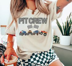 BACK PRINT UPGRADE: https://www.etsy.com/listing/1579658914 MATCHING PIT CREW COMFORT COLORS TEES https://www.etsy.com/listing/1593894947 MATCHING FAMILY SWEATSHIRTS https://www.etsy.com/listing/1643215836 S H I R T / D E T A I L S- UNISEX Bella Canvas 3001 for Unisex adult shirts. INFANT/TODDLER / AND YOUTH SHIRTS brands are Bella Canvas, Rabbit Skins and Gildan based on stock. Note: Some Colors may not match perfectly if I can't use the same brand for all t-shirts ordered- for ex the infant sh Monster Truck Outfit Women, Monster Truck Shirt, Family Sweatshirts, Boy Baby Shower Gift, Truck Shirt, Pit Crew, Papa Shirts, Boy Mama, Monster Truck Birthday