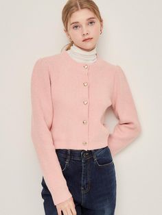 Composition : 87% Polyester, 10% Wool, 3% PolyurethaneColor : GREY, PINKCountry of Origin : China Candy Outfits, Heart Button, Metal Heart, Knitwear Cardigan, Cropped Cardigan, Office Outfits, Cotton Candy, Dream Closet, Knitwear