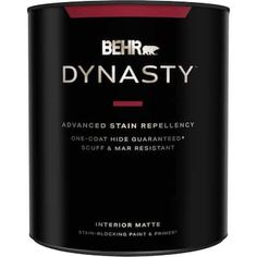 behr dynastiy interior matte paint in black, with red trim