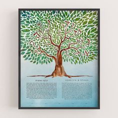 the tree of life is shown in this framed poster, with information about its roots