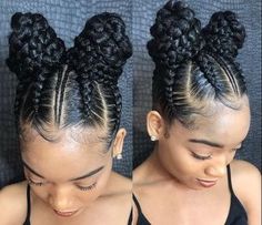 Cornrow Updo Hairstyles Buns, Feed In Bun Braids, Feed In Bun, Cornrow Updo, Cornrow Updo Hairstyles, Hairstyles For Natural Hair, Feed In Braids, Long Box Braids