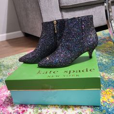 Nwt - Kate Spade Olly Too Midnight Confetti Glitter Boots Women's Size 5 Beautiful Brand New Boots. Never Worn Comes With Original Box. Kate Spade Round Toe Party Heels, Kate Spade Pointed Toe Party Heels, Kate Spade Round Toe Heels For Party, Glitter Ankle-high Boots For Night Out, 2024 Wishlist, Glitter Boots, New Boots, Kate Spade Shoes, Confetti