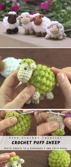 the crochet puff sheep is being worked on