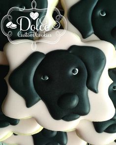 there is a black and white dog cookie