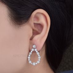 White Gold Earrings, 14k Gold Diamond Earrings, Round Diamond Drop Earrings, Anniversary & Wedding Bridal Earrings, New Year Gifts For Women Pave Diamond Band, Gold Armband, Earrings Round, Gold Diamond Earrings, White Gold Earrings, Diamond Drops, Diamond Drop Earrings, Anniversary Wedding, Round Earrings