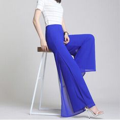 Lady Chiffon Dancing Pants Split Wide-legs Trousers Casual Maxi Culottes Modern | eBay Chiffon Pants, Casual Summer Pants, Look Festival, Womens Wide Leg Pants, Trousers Casual, Dance Pants, Women Pants Casual, Petite Outfits, Casual Fall Outfits