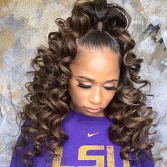 Pretty Black Women Hairstyles, Curled Hair With Half Up Half Down, Some Up Some Down Hairstyles Weave, Up And Down Hairstyles Weave Curly, Wedding Hairstyles Half Up Half Down Black Women, Up Down Ponytail Hairstyles, Half Up Half Down Styles For Black Women, Up Down Hairstyles Weave Half Up, Half Up Half Down Ponytail Black Women