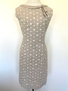 50's Dress Peggy Hunt Linen Polk Dot Sleeveless Fitted Dress Size XS Small - Etsy Elegant Flax Linen Dress, Fitted Cream Linen Summer Dress, Fitted Linen Dress With Lining, Fitted Beige Linen Summer Dress, Fitted Beige Linen Dress, Chic Fitted Beige Linen Dress, Elegant Fitted Beige Linen Dress, Beige Fitted Linen Summer Dress, Vintage Linen Cream Dress