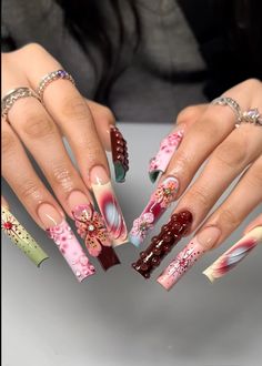 nail inspo🍇 Wow Nails, Dope Nail Designs, Classy Acrylic Nails, Unique Acrylic Nails, Expecting Parents, Mixed Feelings, Square Acrylic Nails