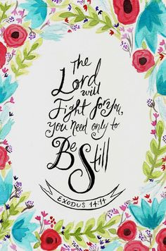 Exodus 14:14 - The Lord will fight for you, all you need is to be still. Love love love!! Faith Verses, Bible Verses Quotes, Bible Scriptures