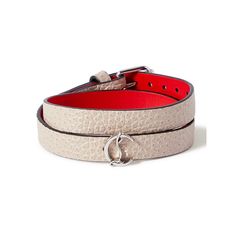 Christian Louboutin's wrap bracelet is made from full-grain leather backed in red, a nod to the brand's famed lacquered soles. It's finished with a silver-tone 'CL' emblem. Luxury Red Leather Bracelet, Luxury Red Leather Bracelets, Classic Double Band Leather Bracelets, Luxury Red Leather Jewelry, Elegant Red Leather Bracelet, Elegant Red Leather Bracelets, Elegant Leather Wrap Bracelet, Designer Leather Bracelet, Designer Adjustable Red Bracelets