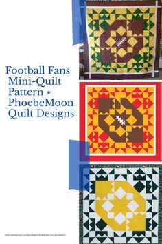 Football Fans Mini Quilt Pattern Twin Quilt Pattern, Hst Quilts, Football Quilt, Sports Room Decor, Small Quilt Projects, Quilted Table Topper, Thanksgiving Projects, Half Square Triangle Quilts