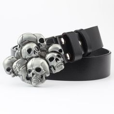 Product information: Main material: Double layer cow leatherStyle: LeisureBuckle material: AlloyBuckle style: Smooth buckleMaterial technology: Smooth surfaceWidth: 3.7cmSize: 105cm 115cm 125cm Skull Belt Buckle, Skull Belt, Heavy Metal Rock, Skull Lover, Unique Outfit, Skull Decor, Red Paint, Lady And Gentlemen, Black Paint