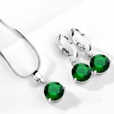 Drops of Jupiter Green Gem Set Earrings Snake, Hypoallergenic Necklace, Teardrop Jewelry, Birthday Vacation, Solitaire Necklace, Crystal Jewelry Sets, Silver Jewellery Sets, Sterling Silver Chain Necklace, Green Gems