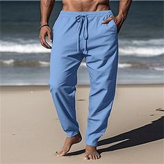 Category:WE-Pants; Season:Spring  Summer; Fabric:80% Cotton; Gender:Men's; Style:Hawaiian,Boho; Occasion:Beach,Daily,Holiday,Vacation; Fit Type:Regular Fit; Function:Comfort,Breathable; Waistline:Mid Waist; Pattern:Plain; Design:Elastic Waist,Drawstring,Pocket; Pants Type:Summer Pants,Linen Pants,Beach Pants,Trousers; Fly Type:Elasticity; Front page:FF; Listing Date:03/14/2024; Production mode:External procurement; Hips:; Length:; Waist: Linen Beach Pants, Tuxedo Shirt Men, Beach Fit, Mens Linen Pants, Mens Outdoor Jackets, Pants Pocket, Pants Linen, Denim Shirt Men, Cotton Linen Pants