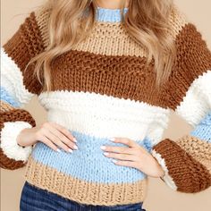 Chunky Knitted Sweater, Clothes Sweater, Fall Crochet Patterns, Fun Crochet, Top Ideas, Red Dress Boutique, Trendy Clothes, Sweaters Online, Running Tops