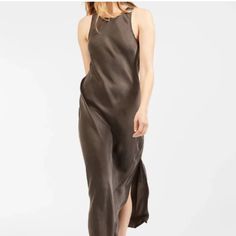 Simple Elegance Meets Effortlessly Cool. Dressed Up Or Down, Layered Or Worn On Its Own, This Slip Dress Works For Any Occasion And Across All Seasons. Crafted With 100% Cupro That Is Super Silky To The Touch For That Perfect Light And Airy Drape. Single Side Slit For A Sleek, Feminine Touch. Pit To Pit 22" Length 59" Silky Maxi Dress, Black Halter Dress, Sleeveless Dress Summer, Maxi Shirt Dress, 80 Dress, Colorblock Dress, Simple Elegance, Tee Dress, Trending Dresses