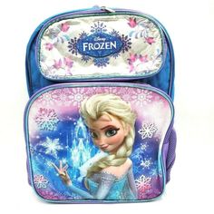 1 Disney Frozen Elsa 16'' Backpack Details: ( L X H X W) 12'' X 16'' X 5'' 1 Main Zippered Compartment 2 Front Zippered Compartment 2 Side Mesh Pockets Disney Purple Back To School Bag, Disney Purple Bags For Back To School, Purple Disney Bags For Back To School, Disney Blue Bags For End Of School Year, Disney Package, All Disney Princesses, Snow Flakes, Disney Frozen Elsa, Usa Dresses