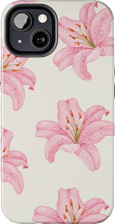 a phone case with pink flowers on it