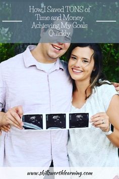 a man and woman holding an x - ray in front of them with the text how i saved tons of time and money achieving my goals quickly