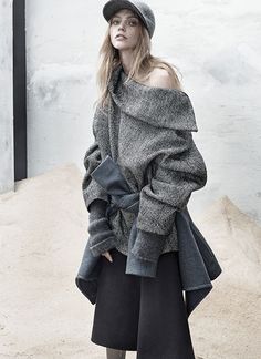 Gray Outfit, Sasha Pivovarova, Zsazsa Bellagio, Dress Coat, 50 Shades, Fall Style, Wool Dress, Winter Knits