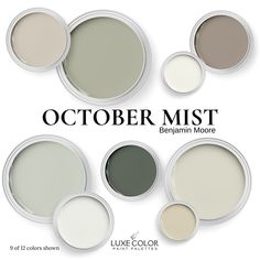 the color scheme for october mist is shown in different shades and sizes, including white