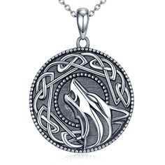 PRICES MAY VARY. 🐺Wolf Celtic Necklace: Wolf have powerful power, be loyal to your lover. Celtic knot is the symbol of good luck. These two elements that collide with each other make the necklace look very unique. Protect the wearer from evil spirits and bring good luck. 🐺Viking Wolf Necklace: The celtic wolf pendant is crafted by 925 sterling silver which lead free & nickel free & anti-allergy, not harmful for your health, no worry about any allergy problem. Suitable for any occasion to wear, Cow Jewelry, Cow Necklace, Viking Gifts, Celtic Wolf, Wolf Pendant Necklace, Viking Wolf, Men Chain, Wolf Pendant, Vikings Gifts