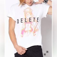 Spencer’s Delete Monika T Shirt - Doki Doki Literature Club S43 S45 S48 Brand New Slip Into This Officially Licensed Tee And Get Ready To Have The Time Of Your Life While Playing Doki Doki Literature Club! This Officially Licensed T Shirt Features Monika And A Cryptic Message That Only True Doki Doki Fans Will Understand. Amp Up Your Style And Game Play With This Epic Tee. Officially Licensed Crewneck Short Sleeves Tagless Material: Cotton Care: Machine Wash; Tumble Dry Low Imported Regular Fit White Harajuku Top With Screen Print, White Fitted Harajuku Tops, White Fitted Kawaii T-shirt, White Relaxed Fit T-shirt With Anime Print, Fitted White Anime Print Top, Fitted White Kawaii T-shirt, Fitted White Top With Anime Print, White Harajuku Style Cotton Shirt, White Harajuku Cotton Shirt