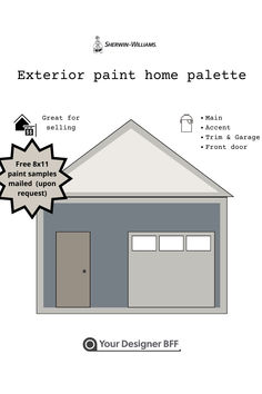 the exterior paint home palette is shown with an arrow pointing up to it's front door