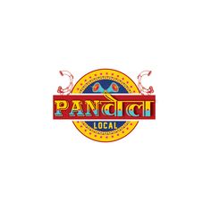 the pancho local logo is shown in red, yellow and blue on a white background