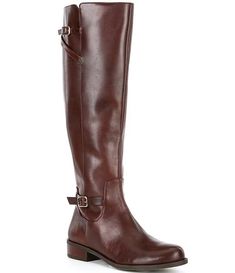 Gianni Bini Marion Buckle Soft Leather Tall Riding Boots | Dillard's Tricot Fabric, Tall Riding Boots, Wide Calf, New York Street, Gianni Bini, Dillard's, Riding Boots, Soft Leather, Heel Height