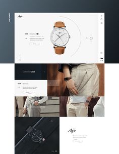 the website design is clean and modern, with minimalist elements such as an analog watch