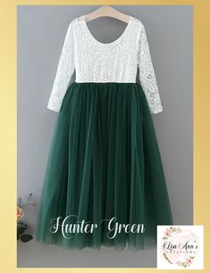 Hunter Green Flower Girl Dress