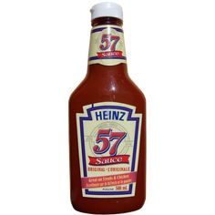 a bottle of heinz 37 sauce on a white background